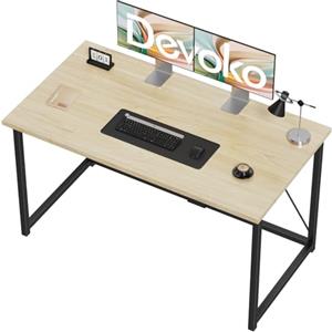 Devoko Scrivania per Computer 120 x 50 x 75 cm, Scrivania Piccola, Scrivania PC da Ufficio, Scrivania salvaspazio per Studio, Camera da Letto,Stile Industriale, Struttura in Metallo, Beige