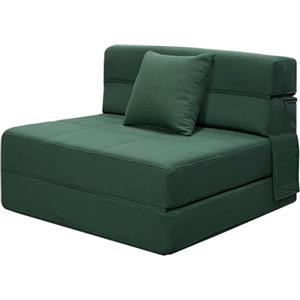 ANONER Divano Letto Futon, Divano Pieghevole Futon con Cotone di Memoria e Cuscino, Divano Letto Pieghevole Poltrona Lavabile Set, Poltrona Letto per Loft del Soggiorno, Verde Scuro