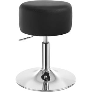 WOLTU Sgabello da Trucco, Sgabello Rotondo Girevole Regolabile in Altezza, Sgabello Imbottito per Toeletta, Sedia da Cucina in Pelle Sintetica, Altezza Seduta 54-69 cm, Nero, BH14sz-1