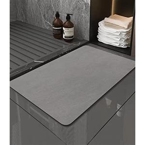 Jissta Tappeto Bagno Cucina Antiscivolo 40X60cm, Tappetino Super Assorbente, Moderni in Microfibra, Lunghi Lavabile, Grigio