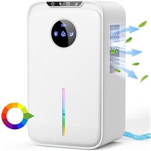 WAROUS Deumidificatore 2200ML Deumidificatore Casa Portatile Con Tubo di Scarico,Sonno Silenzioso Timing 24H Luci LED 7 colori Spegnimento Automatico,Per la Casa,Bagno,Cabina Armadio,RV