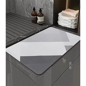 Jissta 40X60cm Tappetino da Bagno Antiscivolo, Tappeto Bagno Super Assorbente Diatomite, Tappetino per Doccia Microfibra, Asciugatura Rapida Tappetino Doccia per Bagno Cucina, Grigio