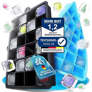 SilverRack Stampo per cubetti di ghiaccio in silicone [set da 2 stampi per cubetti di ghiaccio per 2 x 24 cubetti di ghiaccio da 25 mm, senza BPA, per whisky e cocktail