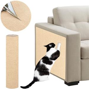 ENONCI - Tappetino tiragraffi autoadesivo per gatti e altri animali domestici, protezione antigraffio per divano e mobili, riutilizzabile (beige, 40 x 200 cm)