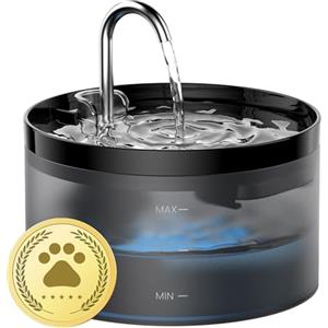 GIOTOHUN Fontanella per Gatti: Fontana per Gatti - 64oz Fontanella Gatto - Forma di Rubinetto - Pompa Dell'acqua Silenziosa - Filtraggio dei Peli Randagi - Due tipi di Modalità di Flusso Dell'Acqua - Nero