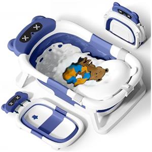 COOSEYA Vaschetta Bagnetto Neonato, Vasca Neonato Bagnetto Per Neonati Pieghevole Essenziale Per Il Neonato Con Cuscino (0-18 Mesi), Regalo Ideale Per Neonati E Bambini Portatile Salva Spazio,Blu navy