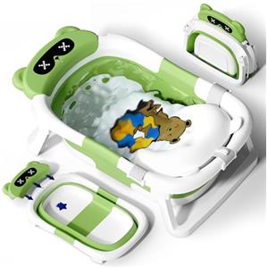 COOSEYA Vaschetta Bagnetto Neonato, Vasca Neonato Bagnetto Per Neonati Pieghevole Essenziale Per Il Neonato Con Cuscino (0-18 Mesi), Regalo Ideale Per Neonati E Bambini Portatile Salva Spazio,Verde