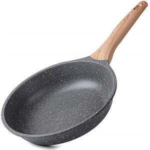 ZUOFENG Padella Antiaderente Induzione 20 cm, Pentola Tegame Antiaderenti in Pietra, Pancake Padelle Non Contiene PFOA. (Grigio, 20cm)