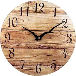 Plumeet Orologio da Parete, Orologi da Parete in Legno Senza Cornice da 30cm con Movimento al Quarzo Silenzioso, Orologi Rustici in Legno di Noce per Cucina, Camera da Letto, Soggiorno, Marrone