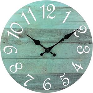 Plumeet Orologio da Parete in Legno da 30cm Orologio da Parete Senza Cornice Silenzioso - Orologio Rustico da Villaggio di Campagna Decorativo per La Cucina e La Camera da Letto, Verde