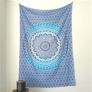MOMOMUS Pareo Telo Mare Grande Antisabbia - XL/Doppio - Telo Mare da Spiaggia, Grande, a Prova di Sabbia e con Motivo Mandala - Ideale come Sottile Telo da Picnic - Blu, 135 x 210 cm