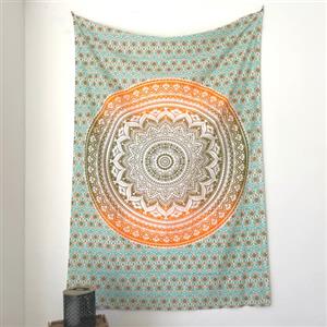 MOMOMUS Pareo Telo Mare Grande Antisabbia - XL/Doppio - Telo Mare da Spiaggia, Grande, a Prova di Sabbia e con Motivo Mandala - Ideale come Sottile Telo da Picnic - Arancione e Verde, 135 x 210 cm