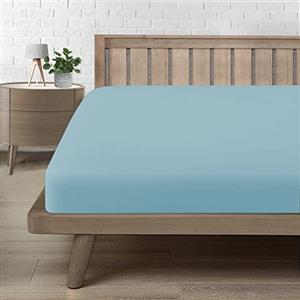 Poligino Lenzuolo Sotto con Angoli Matrimoniale 150, Lenzuolo in Premium Microfibra Certifié Oeko-TEX®, Lenzuola Letto Matrimoniale Confortevole Morbido Traspirante Celeste 150x190/200 H30 cm