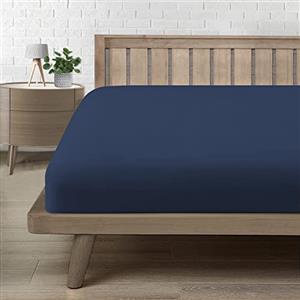 Poligino Lenzuolo Sotto con Angoli Matrimoniale 150, Lenzuolo in Premium Microfibra Certifié Oeko-TEX®, Lenzuola Letto Matrimoniale Confortevole Morbido Traspirante Blu 150x190/200 H30 cm