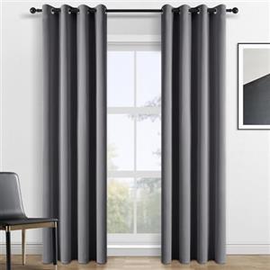 Topfinel Tende 260 cm Altezza Oscuranti per Interni Camera da Letto Cameretta Moderne Soggiorno Termiche Fonoassorbenti con Anelli Tenda Oscurante 2 Pezzi Grigio Scuro 140x260 CM