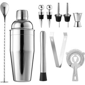 BUCOMTU 10 Pezzi Cocktail Shaker Set,750 ML Barman in Acciaio Inox,Professionale Barman set,Idéal pour les Familles, les pubs et les Fêtes