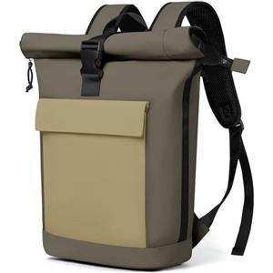Lekeinchi Zaino Donna Uomo, Zaino Rolltop Impermeabile Uomo per 17" Laptop, Elegante Casual Backpack da Viaggio, Espandibile Backpack per la Scuola, per Università, Lavoro, Verde