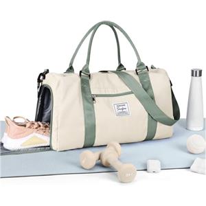 HYC00 Borsone Palestra Donna Uomo Borsa Sportiva con Scomparto Scarpe Borsone da Viaggio Sports Gym Bag Grande Borse da Palestra Piscina Donna Fitness Weekend Duffel Bag Borsa per Ospedale,Beige Verde