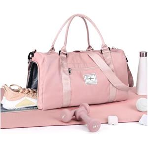 HYC00 Borsone Palestra Donna Uomo Borsa Sportiva con Scomparto Scarpe Borsone da Viaggio Sports Gym Bag Grande Borse da Palestra Piscina Donna Fitness Weekend Duffel Bag Borsa per Ospedale,Rosa