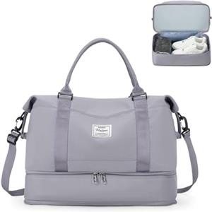 SEAFEW Borsone da Viaggio,Bagaglio a Mano 40x20x25 Ryanair Borsa da Viaggio con Scomparto per le Scarpe,Borsa da Cabina Ryanair 40x30x20 Borsa Sportiva Borsone da Palestra da Weekend,D8-Grigio