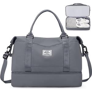 SEAFEW Borsone da Viaggio,Bagaglio a Mano 45x36x20 Easyjet Borsa da Viaggio con Scomparto per le Scarpe, Borsa da Cabina Easyjet Borsa Sportiva Borsone da Palestra da Weekend,E12-Grigio Ardesia