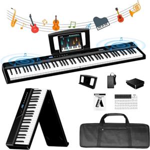 TERENCE [Nuova] 30W Pianoforte digitale Il pianoforte elettronico pieghevole più sottile e leggero Tastiera pesata a 88 tasti Touchpad a specchio Con interfaccia Bluetooth e MIDI Suona stili diversi