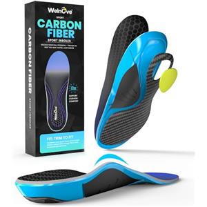 Welnove Soletta in fibra di carbonio con supporto per l'arco plantare - Soletta Welnove per sport attivi che assorbe gli urti - ritorno di energia e protezione dalle lesioni-XS 35-36