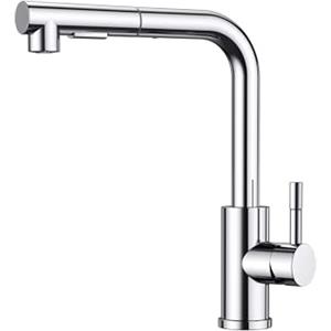 FORIOUS Rubinetto Lavello Cucina, Miscelatore Cucina con Doccetta Estraibile Rubinetti per Lavelli da Cucina, Acciaio Inox Ad Alta Pressione Orientabile a 360° Monocomando, Cromo Lucido