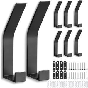 flintronic 8 Pezzi Appendini da Muro, Appendiabiti da Porta, Ganci per Porta in Acciaio Inox, Ganci Attaccapanni, per Bagno, Camera da Letto, Studio, Armadietto, Accappatoio(Nero)