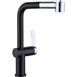 CECIPA Rubinetto Cucina Nero con 2 Modalità di Getto, Miscelatore Cucina Nero con Doccetta Estensibile di 40CM, Rubinetto Lavello Cucina Nero Girevole 360°, Miscelatore Lavello con Apertura 32-38MM