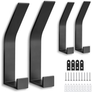 flintronic 4 Pezzi Appendini da Muro, Appendiabiti da Porta, Ganci per Porta in Acciaio Inox, Ganci Attaccapanni, per Bagno, Camera da Letto, Studio, Armadietto, Accappatoio(Nero)