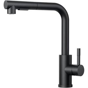 FORIOUS Rubinetto Lavello Cucina Nero, Miscelatore Cucina con Doccetta Estraibile Acciaio Inox Ad Alta Pressione Orientabile a 360°