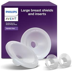 PHILIPS Coppe larghe per il seno (28mm) e inserti (26mm) per tiralatte elettrico indossabile Philips Avent, esclusive coppe per il seno SkinSense, compatibili con le coppette di raccolta, SCF552/11