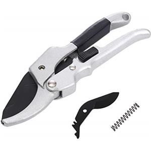 LINZI Forbici Cesoie da Potatura a Incudine a Cricchetto Professionali 200mm con Lama Extra e Molla, Lame in Acciaio SK-5 Capacità di Taglio 18mm, Forbici Manuali da Giardino per Rami e Ramoscelli