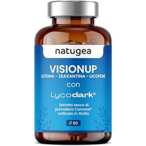 Natugea Luteina e Zeaxantina - Integratore Vegano per la Salute Visiva con Pomodoro Camone, Mirtillo Nero e Vitamina C