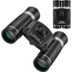 Generico Binocoli per adulti, binocoli piccoli - 200 × 25 HD Compact Excamera binocolo - Occhiali stelle di stelle ad alta definizione Telescopio non slip portatile per la pesca in campeggio
