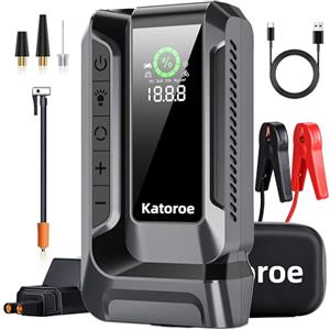 Katoroe Avviatore Batteria Auto,Starter Batteria Auto Avviatore di Emergenza per Moto con ricarica rapida USB, adatto a Con luce LED e display LCD
