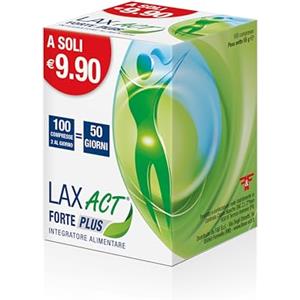 F & F Lax ActForte Plus, Integratore Alimentare a base di Prugna, Cicoria, Psillo, Tamarindo, Nopal, Malva, Tarassaco, Cannella, per la Regolarità del Transito Intestinale - Confezione da 100 Compresse