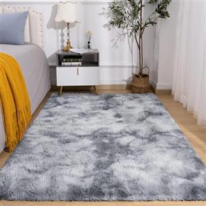 Calore Tappeto Salotto, Peloso Tappeti Moderni Soggiorno, Moderno Tappeto Camera da Letto, Shaggy Tappeti Morbido e Soffice per la Camera (grigio bianco, 80 x 120 cm)