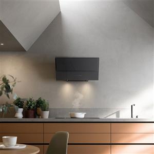 Falmec Cappa a Parete Verso 55 cm - Vetro Grigio, Motore 800 m3/h, Design Inclinato e Comandi Touch