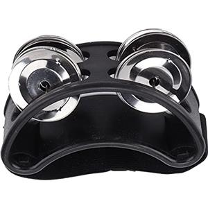 LiebeWH Set di Tamburi a Percussione Shaker per Tamburello a Pedale Strumento Musicale a Percussione per Piede Jingle Bell in Metallo per Suonare la Batteria o la Chitarra (BLACK)