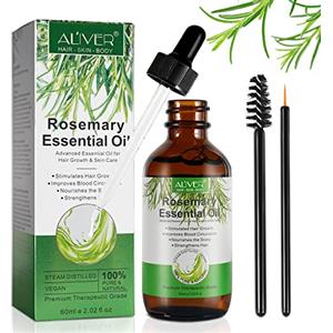 BOIUOITI Olio di Rosmarino per Capelli 60 ml, 100% Puro Olio Essenziale di Rosmarino per Ciglia, Sopracciglia, Viso, Cura della Pelle, Massaggio del Corpo, Promuovere la Crescita, Riduci la Caduta dei Capelli