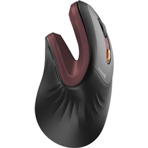 ProtoArc Mouse Ergonomico, EM11 NL Mouse Verticale Senza Fili Ottico Ricaricabile con 3 Porte Dispositivi (Bluetooth &USB), 3 DPI Regolabili per Computer, iPad, Mac, Windows - Nero e Rosso