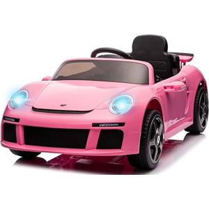 Mondial Toys Macchina Elettrica Bambini 12V Porsche RUF CTR3 Bianca Auto di Lusso con Telecomando Porte Apribili Cintura 5 Punti Luci LED Suoni Realistici Bluetooth MP3 USB 2 Motori Potenti Giocattolo Educativo