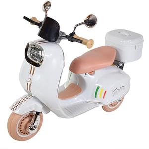 Twinly - Scooter elettrico per bambini con caricabatterie, acceleratore a pedale e funzionalità USB, luce e MP3 Bluetooth