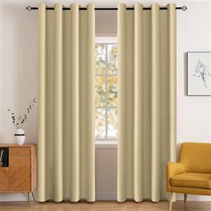 YSTELLAA Impermeabili Tende Oscuranti Per Interni 2 Pezzi, 117×137CM, Tende Termiche Isolanti Con Anelli, Moderne, Fonoassorbenti, Per Soggiorn, Camera Da Letto, Beige Scuro