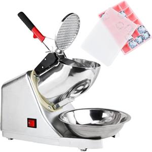 Tosucs Tritaghiaccio Elettrico 300W, 80 kg/h Elettrico Macchina del Ghiaccio con Ciotola,Tritaghiaccio a Doppia Lama, Acciaio Inossidabile,per Uso Domestico e Commerciale(Bianco Argento)