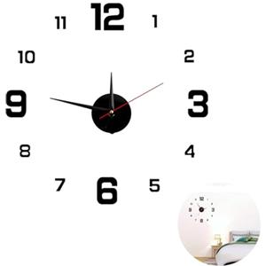 Annlpoy 1pcs Orologio da Parete, Moderno Cucina Orologi da Muro 40 cm,orologio da parete 3d adesivo silenzioso,per Decorazione di Soggiorno, Ufficio, Camera da Letto e Cucina, Montaggio Fai-da-Te,Nero