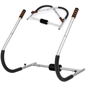 KOMFOTTEU Attrezzo per Addominali AB Roller Pieghevole, Addominali Fitness Casa con Poggiatesta Imbottito e Maniglie, Panca Addominali con Capacità di Carico 150 kg, Allenamento a Casa (Argento)