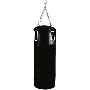 Enerfit Swiss TECNOFIT - Sacco Boxe Leather PRO Vuoto 30-40-50 kg in Ecopelle con Catene, Cuciture Incrociate e Rivetti per Aumentarne la Resistenza - 130x30 cm - Colore Nero